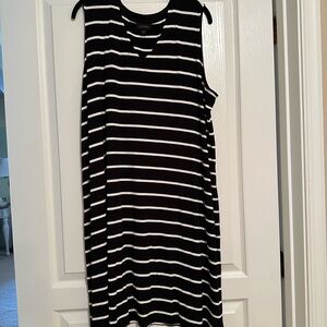 J. Jill Black and White Striped Wearever Midi Dress
